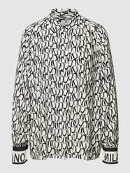 Bluzka koszulowa ze wzorem na całej powierzchni model ‘Black AOP Blouse’ od Milano Italy Czarny - 47