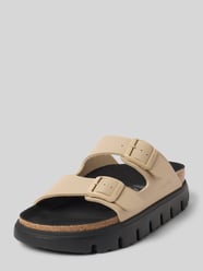 Slippers met reliëflogo, model 'Arizona' van Birkenstock Beige - 24