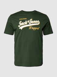 PLUS SIZE T-shirt in gemêleerde look, model 'ELOGO' van Jack & Jones Plus Groen - 2