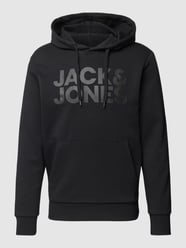 Hoodie mit Label-Print von Jack & Jones Schwarz - 44