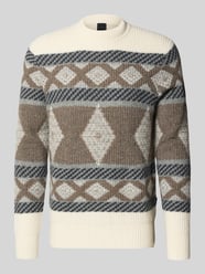 Strickpullover mit gerippten Abschlüssen von bugatti Beige - 29