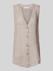 Blousetop van linnen met knoopsluiting van Christian Berg Woman Beige - 35
