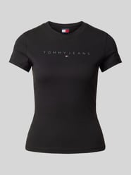 T-Shirt mit geripptem Rundhalsausschnitt von Tommy Jeans Schwarz - 4