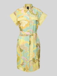 Knielanges Hemdblusenkleid aus Leinen-Mix mit Bindegürtel von Marc Cain - 26