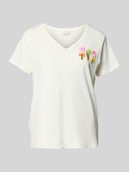 t-shirt z nadrukiem z motywem i dekoltem w serek od Milano Italy - 12