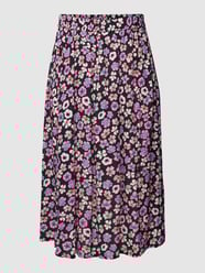 PLUS SIZE midirok met all-over motief, model 'Tiri' van KAFFE Curve Zwart - 2