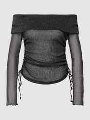 Shirt van mesh met effectgaren van Gina Tricot Zwart - 5