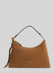 Torba do ręki z naturalnej skóry welurowej z detalem z logo od Tommy Hilfiger - 16