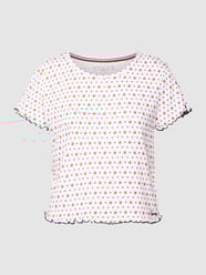 Kort T-shirt met structuurmotief en all-over motief van TOMMY HILFIGER Wit - 43