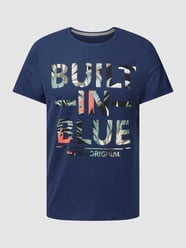 T-shirt met labelprint van Blend Blauw - 27