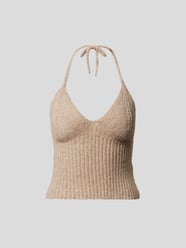 Neckholder-Top mit Strickmuster von Maison Flaneur Beige - 11