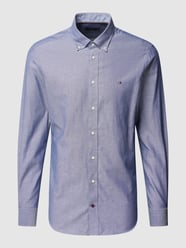 Slim fit zakelijk overhemd met labelstitching, model 'SOLID OXFORD' van Tommy Hilfiger Tailored Blauw / turquoise - 11