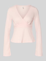 Koszulka z długim rękawem w optyce kopertowej w kroju regular fit model 'PELLY' od ONLY Fuksjowy - 20