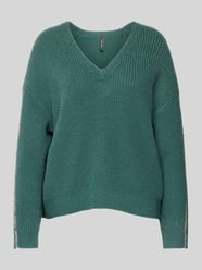 Gebreide pullover van lanawol met V-hals van Marc Cain Groen - 29