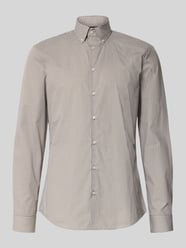 Slim Fit Business-Hemd mit Button-Down-Kragen von Jake*s Beige - 32