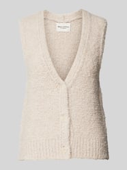 Slim-Fit Strickweste mit V-Ausschnitt aus Schurwolle-Mix von Marc O'Polo Beige - 25