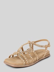 Ledersandalette mit Ziersteinbesatz von ALMA EN PENA Beige - 20