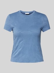 T-Shirt mit geripptem Rundhalsausschnitt von Jake*s Casual Blau - 38