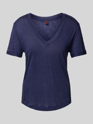T-shirt z prążkowanym dekoltem w serek od Stefanel - 20