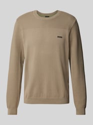 Strickpullover mit Label-Print Modell 'Momentum' von BOSS Green Beige - 6