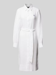 Sukienka koszulowa z lnu z wyhaftowanym logo od Polo Ralph Lauren - 7