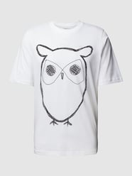 T-Shirt mit Motiv-Print Modell 'big owl' von Knowledge Cotton Apparel Beige - 6