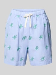 Szorty o kroju relaxed fit z wyhaftowanym logo z mieszanki lnu od Tommy Hilfiger - 11
