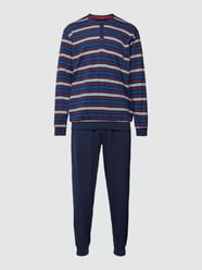 Pyjama mit Streifenmuster Modell 'KLIMA AKTIV' von Götzburg Wäsche Blau - 45