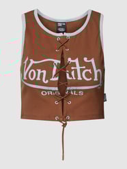 Korte top met vetersluiting, model 'SUNNY' van Von Dutch Bruin - 18
