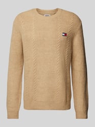 Strickpullover mit Zopfmuster Modell 'SLIM CABLE' von Tommy Jeans Beige - 43