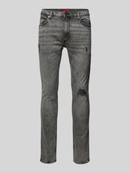 Skinny fit jeans in destroyed-look, model 'HUGO 734' van HUGO Grijs / zwart - 2