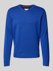 Regular Fit Strickpullover mit V-Ausschnitt von Tom Tailor Blau - 28