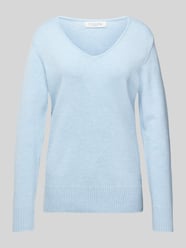 Strickpullover mit abgerundetem V-Ausschnitt von Christian Berg Woman Blau - 9