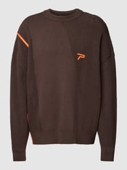 Gebreide pullover met contraststrepen, model 'DEARY' van Pegador Bruin - 19