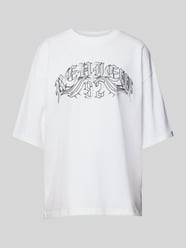 Oversized T-Shirt mit Label-Print von Review Blau - 32