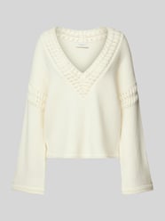 Oversized Strickpullover mit V-Ausschnitt Modell 'YARI' von Copenhagen Muse Beige - 29