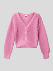 Strickjacke mit V-Ausschnitt von s.Oliver RED LABEL Pink - 29