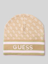 Gebreide muts met labelstitching, model 'SEVYN' van Guess Beige - 18