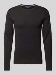 Slim Fit Longsleeve mit geripptem Rundhalsausschnitt von Lindbergh Schwarz - 13