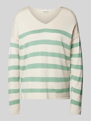 Gebreide pullover met afgeronde V-hals van Milano Italy Groen - 5