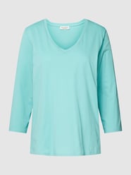 Longsleeve mit abgerundetem V-Ausschnitt von Marc O'Polo Türkis - 44
