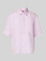 Koszula lniana z logo w kroju regular fit z przeszyciem logo od Tommy Hilfiger Fuksjowy - 15