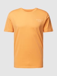 T-shirt in effen design met labelprint van Esprit Oranje - 1