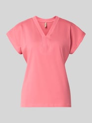 t-shirt z dekoltem w serek model 'DERBY' od Soyaconcept Fuksjowy - 46