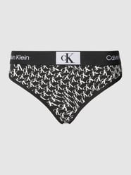 String mit elastischem Logo-Bund Modell 'MODERN THONG' von Tommy Hilfiger Grau / Schwarz - 34