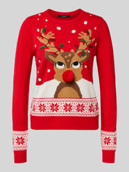 Sweter świąteczny o kroju regular fit z pomponem model ‘FROSTYDEER’ od VERO MODA - 12