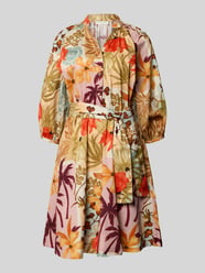 Knielanges Hemdblusenkleid im Allover-Look mit Bindegürtel von Christian Berg Woman - 27