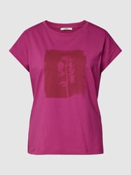 T-shirt z bawełny z nadrukiem z motywem od Esprit Fuksjowy - 25
