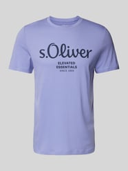 Regular Fit T-Shirt aus reiner Baumwolle mit Statement-Label-Print von s.Oliver RED LABEL Lila - 36