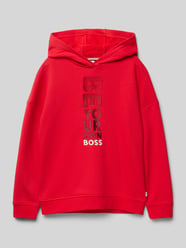 Hoodie met capuchon van Boss Rood - 4